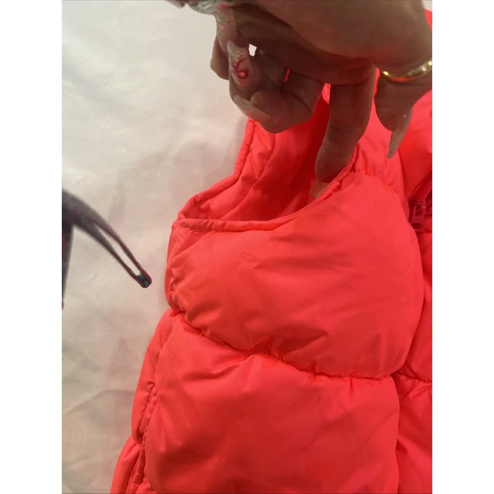 Old Navy Girls 8 Coral‎ Pink Puffer Vest Winter Warm Fleece Lined Barbie Hanging